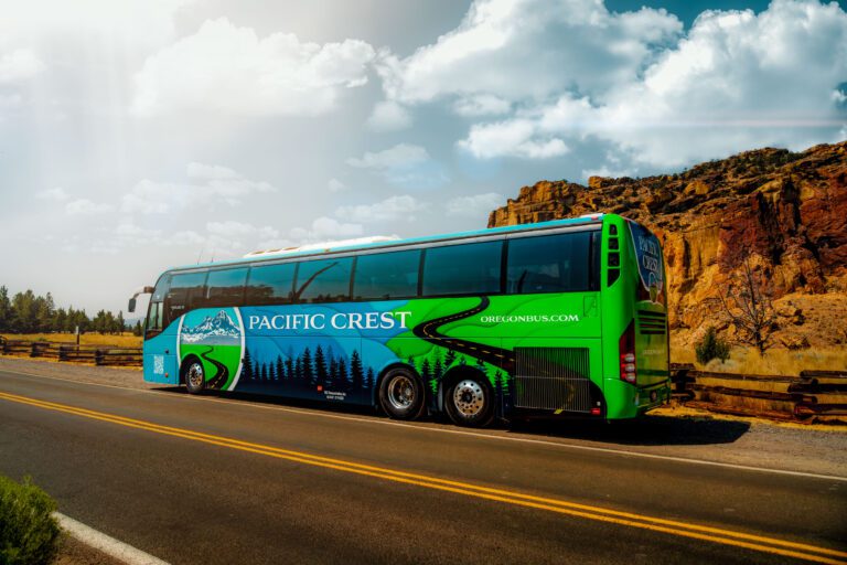 PCC bus parked on side of road at Smith Rock State Park