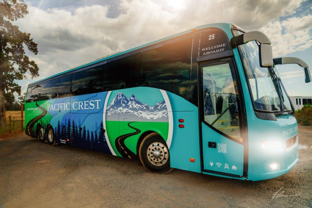 PCC Bus after it got its new vinyl wrap in bus yard